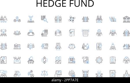 Collezione icone linea hedge fund. Multitasking, sovraccarico, caos, frenesia, rumore, Produttività, riunioni vettoriali e illustrazione lineare. E-mail Illustrazione Vettoriale