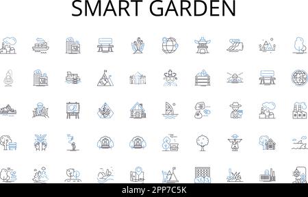 Collezione di icone della linea del giardino intelligente. Algebra, geometria, calcolo, Trigonometria, Statistiche, Analisi, vettore aritmetico e illustrazione lineare Illustrazione Vettoriale