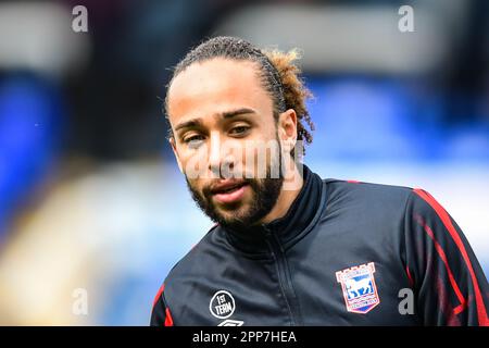 Peterborough, Regno Unito. 22nd aprile 2023Marcus Harness (11 Ipswich Town) durante la partita della Sky Bet League 1 tra Peterborough e Ipswich Town a London Road, Peterborough sabato 22nd aprile 2023. (Foto: Kevin Hodgson | NOTIZIE MI) Credit: NOTIZIE MI & Sport /Alamy Live News Foto Stock