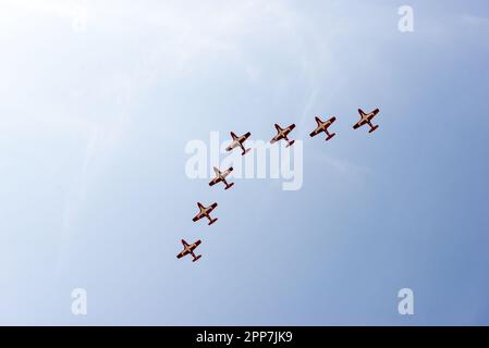 Toronto, ON, Canada – 2 settembre 2017: Le forze canadesi Snowbirds si esibiscono durante il Canadian International Air Show 2021 di Toronto Foto Stock