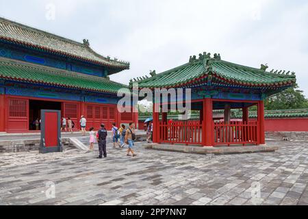 Pechino, Cina - Agosto 07 2018: Padiglione del sacrificio degli Animali del Nord al Tempio del Paradiso. Foto Stock