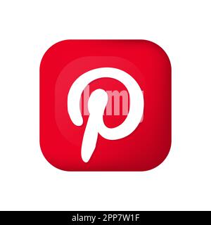 Bologna, Italia - 04222023. 3d icona vector pinterest per i social media. Vettore EPS10 Illustrazione Vettoriale