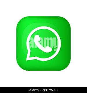 Bologna, Italia - 04222023. icona watsapp vettoriale 3d per i social media. Vettore EPS10 Illustrazione Vettoriale