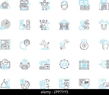 Set di icone lineari delle metriche di prestazione. Valutazione, analisi, valutazione, criteri, dashboard, Efficienza, efficacia vettore di linea e segnali concettuali Illustrazione Vettoriale