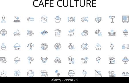 Collezione di icone della linea di cultura del caffè. Innovazione, progettazione, tecnologia, costruzione, assemblaggio, Automazione, vettore di codice e illustrazione lineare. Circuito Illustrazione Vettoriale