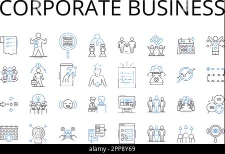 Collezione di icone della linea aziendale. Amministrazione governativa, istituzione professionale, industria finanziaria, impresa imprenditoriale Illustrazione Vettoriale