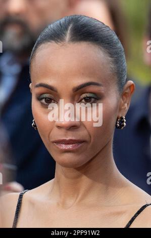 Zoe Saldana partecipa all'evento di gala europeo dei Guardiani della Galassia di Marvel Studios. Vol 3 a Disneyland Parigi a Marne-la-Vallee, Francia il 23 aprile 2023. Foto di Aurore Marechal/ABACAPRESS.COM Foto Stock