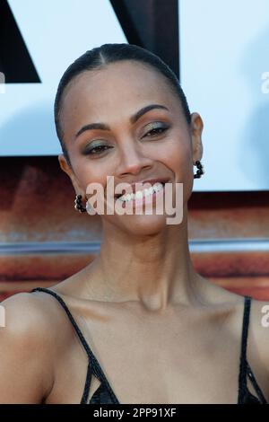 Zoe Saldana partecipa all'evento di gala europeo dei Guardiani della Galassia di Marvel Studios. Vol 3 a Disneyland Parigi a Marne-la-Vallee, Francia il 23 aprile 2023. Foto di Aurore Marechal/ABACAPRESS.COM Foto Stock