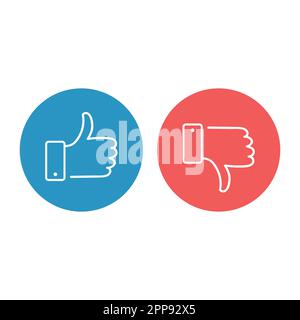 Icone simili e dissimili impostate. Pollici su e pollici giù. Elementi grafici moderni per banner web, siti web, materiali stampati, infografiche. Illustrazione Vettoriale