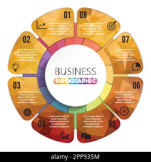 Illustrazione Vettoriale infographics 6 opzioni. Modello per brochure, business, web design Illustrazione Vettoriale