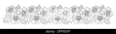 Biancospino maggio nascita fiore linea fiore bordo arte. Illustrazione Vettoriale