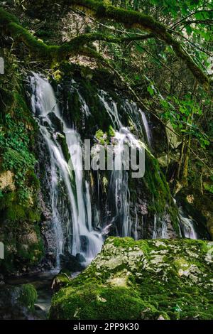 Cascate del fiume Cholet nelle Alpi francesi, vicino a Pont en Royans nella catena montuosa del Vercors Foto Stock