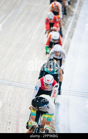 Milton, Canada. 22nd Apr, 2023. Foto di Alex Whitehead/SWpix.com - 22/04/2023 - Ciclismo - Tissot UCI Track Nations Cup, Round 3: Milton - Mattamy National Cycling Centre, Ontario, Canada - Men's Omnium - Claudio Imhof of Switzerland Credit: SWpix/Alamy Live News Foto Stock