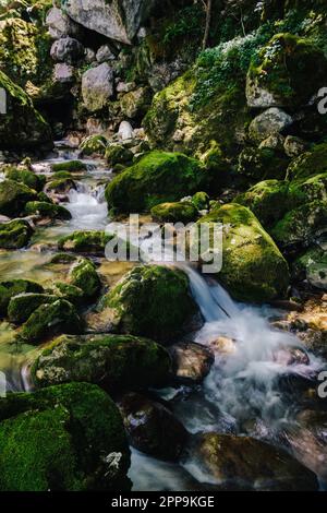 Cascate del fiume Cholet nelle Alpi francesi, vicino a Pont en Royans nella catena montuosa del Vercors Foto Stock