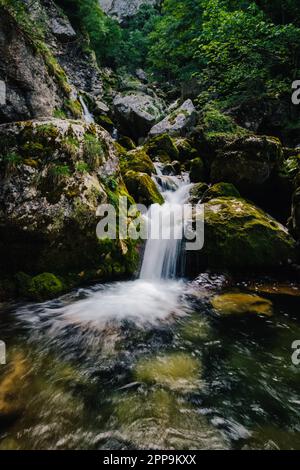 Cascate del fiume Cholet nelle Alpi francesi, vicino a Pont en Royans nella catena montuosa del Vercors Foto Stock