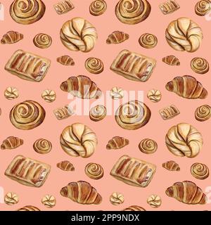 Illustrazioni vettoriali acquerelli di gustosa pasticceria. Serie di illustrazioni di prodotti da forno Illustrazione Vettoriale