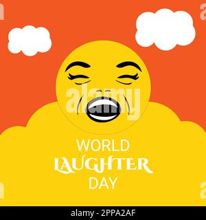 Biglietto d'auguri o banner con emoticon per il giorno della risata mondiale. Illustrazione vettoriale Illustrazione Vettoriale