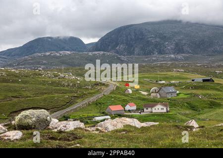 Mangersta, Colourful Hamlet, Uig, Lewis, Isola di Lewis, Ebridi, Ebridi esterne, Western Isles, Scozia, Regno Unito, Gran Bretagna Foto Stock