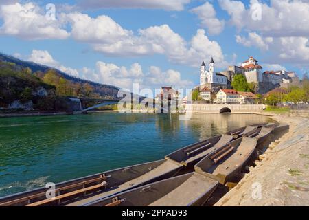 Vista panoramica del Castello di Aarburg, Kanton Argovia, Svizzera Foto Stock