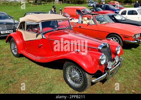 Hook Norton, Regno Unito. 23rd Apr, 2023. MG Sports Car in a Static Display at Hook Norton Brewery Oxfordshire England uk 23 aprile 2023. Credit: MELVIN GREEN/Alamy Live News. Credit: MELVIN GREEN/Alamy Live News Foto Stock