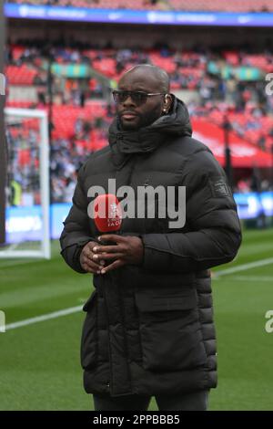 Londra, Regno Unito. 23rd Apr, 2023. Londra, 23rd 2023 aprile: Ex giocatore del Manchester United Louis Saha su ITV durante la partita di calcio semifinale della fa Cup tra Brighton Hove Albion e Manchester United al Wembley Stadium, Londra, Inghilterra. (Pedro Soares/SPP) Credit: SPP Sport Press Photo. /Alamy Live News Foto Stock