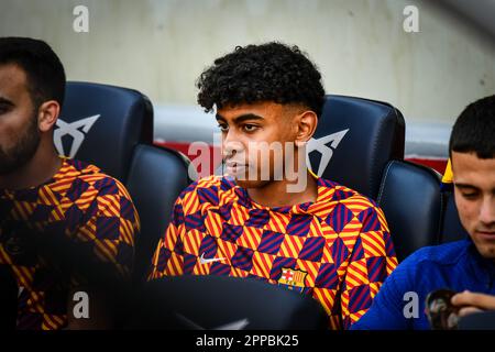 Bercelona, Spagna. 23rd Apr, 2023. Yamine LaMal durante una partita la Liga Santander tra il FC Barcelona e l'Atletico de Madrid a Spotify Camp Nou, a Barcellona, Spagna, il 23 aprile 2023. (Foto/Felipe Mondino) Credit: Agenzia indipendente per la fotografia/Alamy Live News Foto Stock