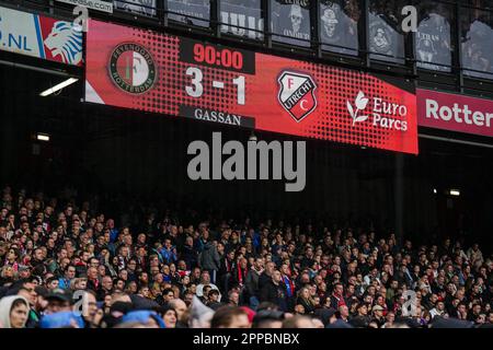 Rotterdam, Paesi Bassi. 23rd Apr, 2023. Rotterdam - il punteggio finale durante la partita tra Feyenoord e FC Utrecht allo Stadion Feijenoord De Kuip il 23 aprile 2023 a Rotterdam, Paesi Bassi. Credit: Foto box-to-box/Alamy Live News Foto Stock