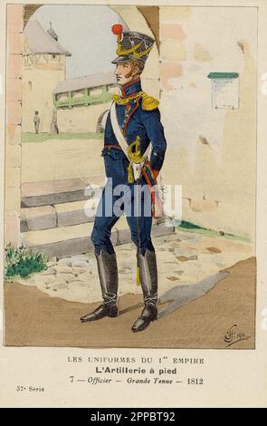 officier d'artillerie à pied en 1812 Foto Stock