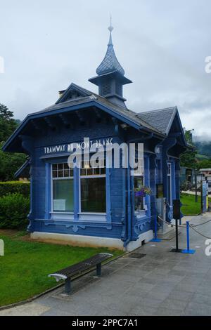 Saint-Gervais - le Fayet stazione ferroviaria per la Tramway du Mont Blanc, che raggiungono il Nid d'Aigle al ghiacciaio Bionnassay, Rodano-Alpi, Chamonix Foto Stock