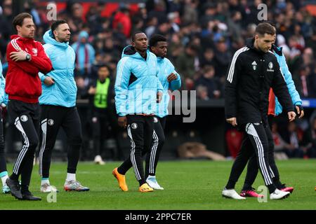 Rotterdam, Paesi Bassi. 23rd Apr, 2023. ROTTERDAM, PAESI BASSI - 23 APRILE: Neraysho Kasanwirjo di Feyenoord durante la partita di Eredivie tra Feyenoord e FC Utrecht allo Stadion Feijenoord il 23 aprile 2023 a Rotterdam, Paesi Bassi (Foto di ben Gal/Orange Pictures) Credit: Orange Pics BV/Alamy Live News Foto Stock