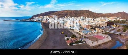 Veduta aerea di Gran Tarajal, Fuerteventura, Isole Canarie, Spagna. Vacanze Fuerteventura, panoramica città costiera di Gran Tarajal. Isole Canarie, Spagna. Foto Stock