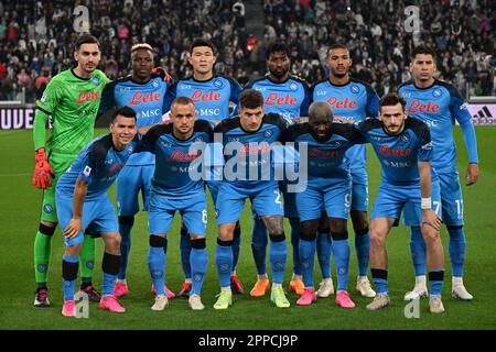 Torino, Italia. 23rd Apr, 2023. Stadio Allianz, Torino, Italia, 23 aprile 2023, La squadra di Napoli durante Juventus FC vs SSC Napoli - calcio italiano Serie A Match Credit: Live Media Publishing Group/Alamy Live News Foto Stock