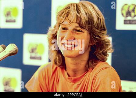 Steffi Graf (GER) in gara al Lipton International Players Championships 1986 Foto Stock