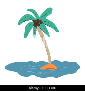 esotica palma di cocco su un mare, su una spiaggia Illustrazione Vettoriale