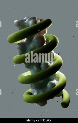 Rappresentazione tridimensionale dell'oggetto astratto all'interno della spirale Foto Stock