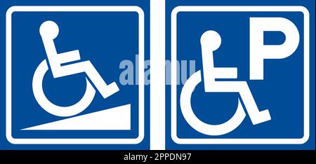 Cartello Parcheggio per disabili su sfondo bianco Illustrazione Vettoriale