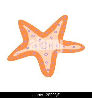 stelle marine di colore arancione, stile cartoon, isolato Illustrazione Vettoriale