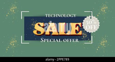 Progettazione di template per banner in vendita con sfondo geometrico, vendita offerta speciale. Banner offerta speciale. Illustrazione JPG. Foto Stock