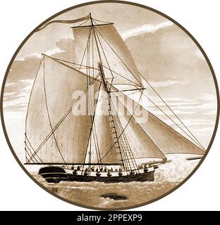18th ° secolo guardacoste taglierina vela vicino l'Isola di Wight (si ritiene che sia il Greyhound aka Grey Hound coinvolto nel caso di corte marittima riguardante la morte del capitano James Cook junior e i suoi uomini