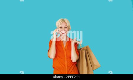 mobile ordine shopping donna comunicazione a distanza Foto Stock