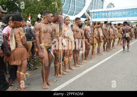 Suku Marind, Kabupaten Merauke, Papua Selatan, Indonesia Foto Stock