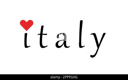 Amo l'Italia su bianco Foto Stock