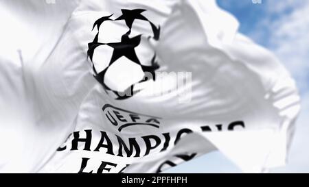 Dettaglio della bandiera della UEFA Champions League Foto Stock