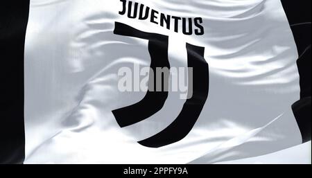 La bandiera della Juventus Football Club sventolava Foto Stock