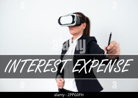 Testo che mostra la spesa interesse inspirazione. Business concetto costo del debito che si è verificato durante un periodo di tempo Foto Stock