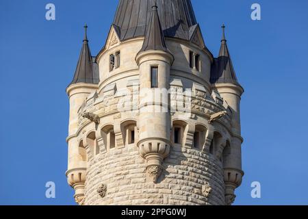 Castello di Moszna del XVII secolo, castello storico e residenza, torre decorativa, Moszna, Opole, Polonia Foto Stock