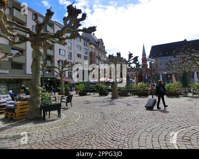 Via dello shopping Zeil a Francoforte sul meno, Germania Foto Stock