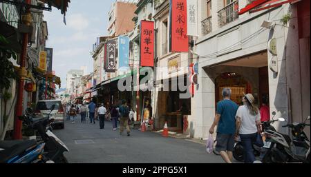 Taipei, Taiwan, 22 marzo 2022: Mercato delle vacanze in via dihua della città di taipei Foto Stock