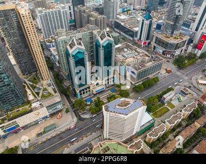 Shenzhen, Cina, 21 gennaio 2022: Vista dall'alto della città di Shenzhen, quartiere di Futian Foto Stock