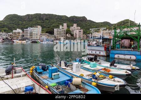 Yehliu porto di pescatori di Taiwan Foto Stock